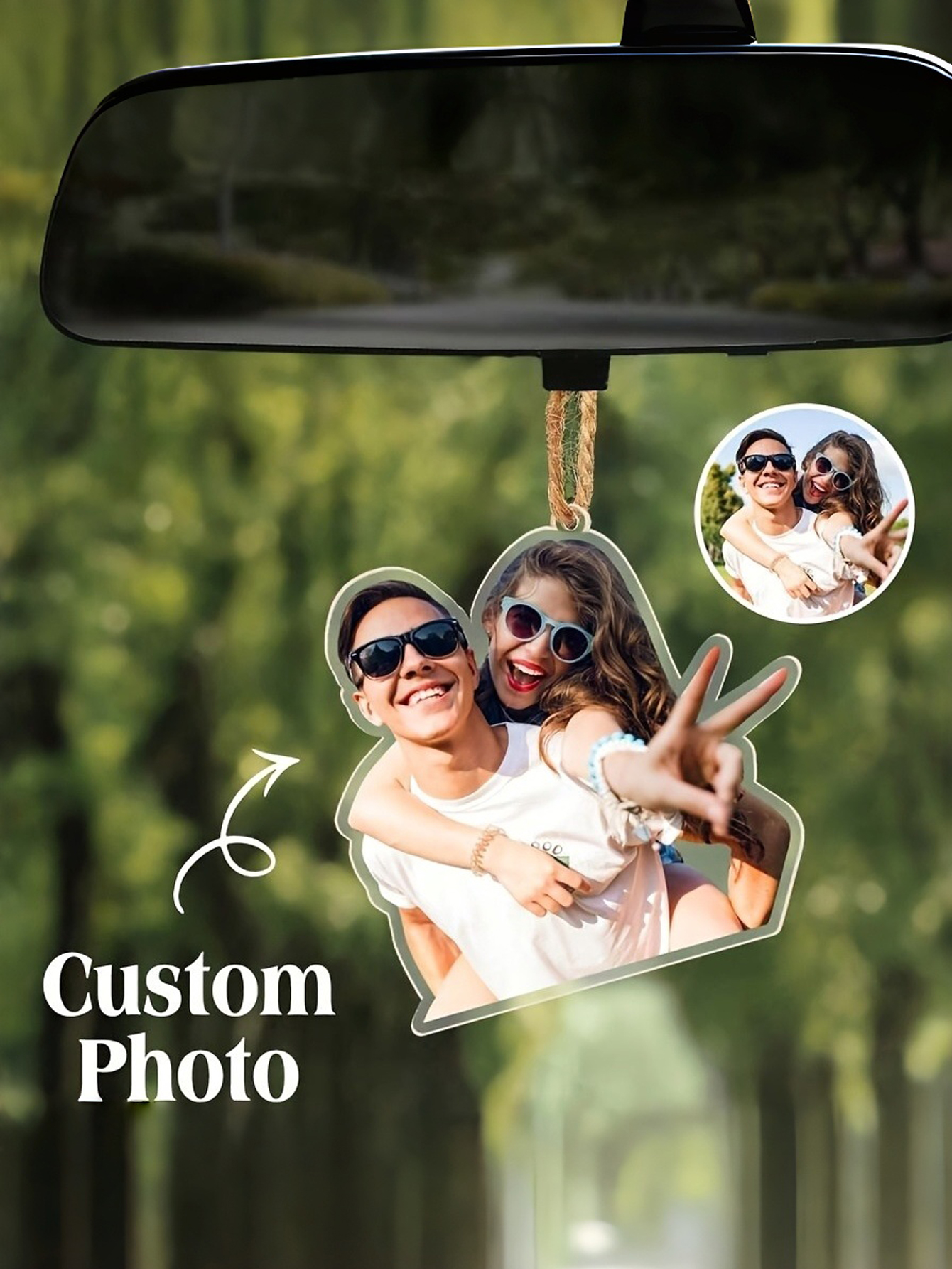 Acrylic 2D Custom Photo Car Hanging Ornament